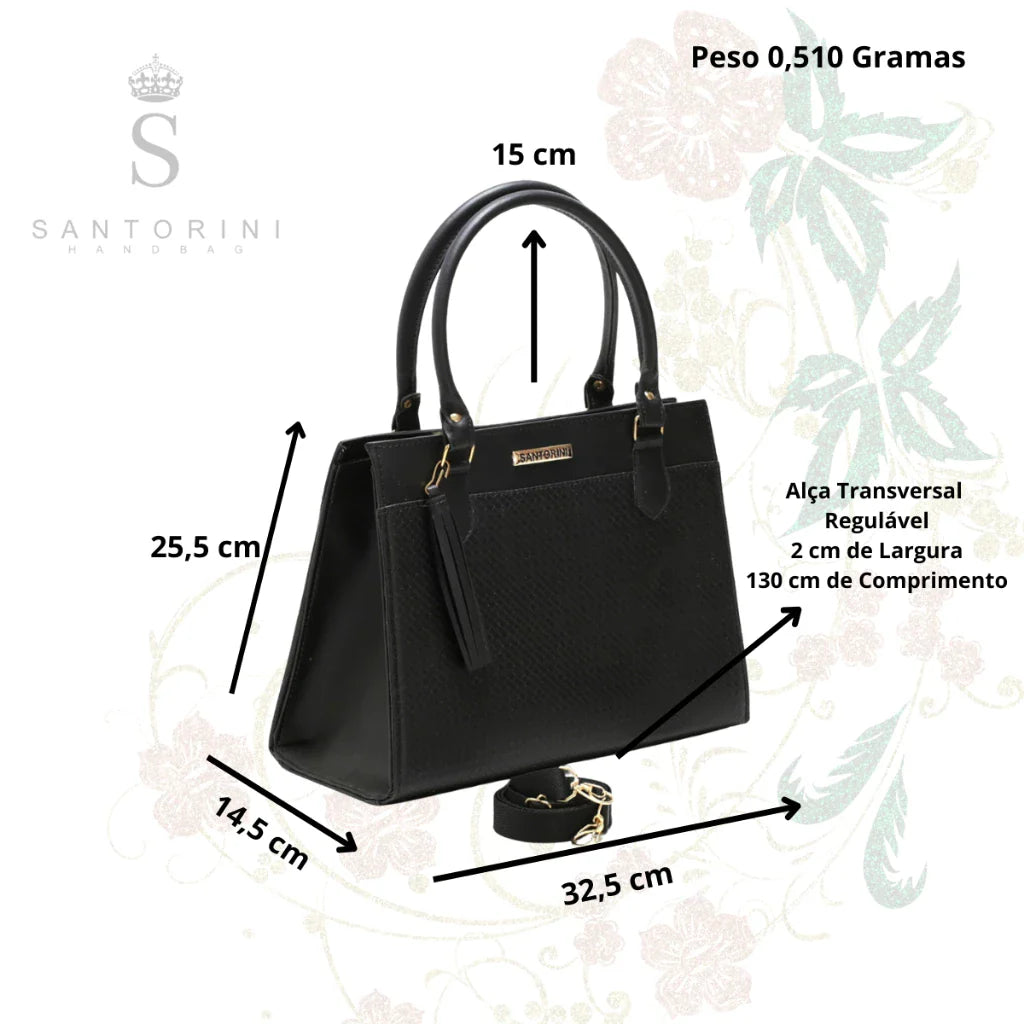 Bolsa Feminina Santorini Handbag com Alça transversal removível para ombro.